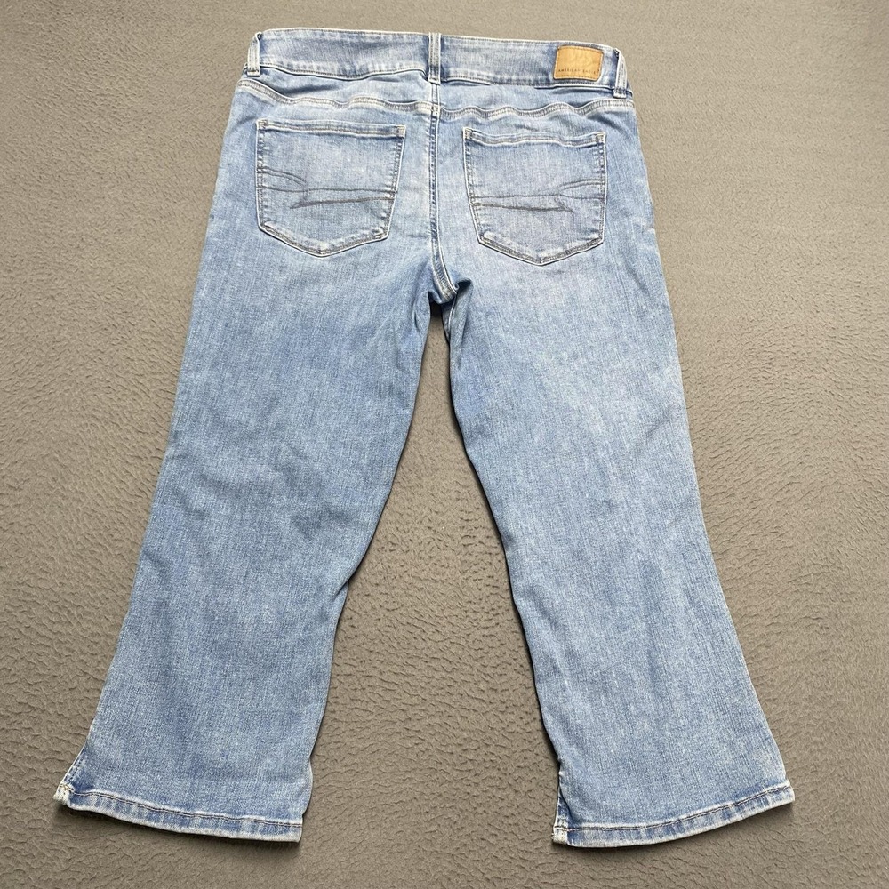 American Eagle Jeans Womens 12 Short Light Wash Artist Crop Next Level Stretch - Picture 6 of 11